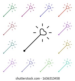 Magic stick heart multi color style icon. Simple thin line, outline vector of heartbeat icons for ui and ux, website or mobile application