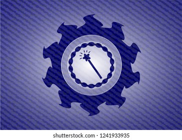 magic stick icon with denim texture