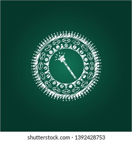 magic stick icon drawn chalk emblem, retro style, chalk or chalkboard texture