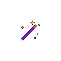 Magic Stick Icon. Halloween Icon. Simple, Flat, Outline, Color. Filled Color Icon.