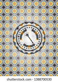 magic stick icon inside arabesque style badge. arabic decoration.