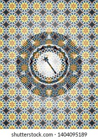 magic stick icon inside arabesque badge. arabic decoration.