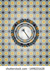 magic stick icon inside arabesque emblem. arabic decoration.