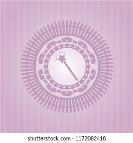 magic stick icon inside badge with pink background