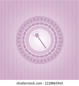 magic stick icon inside badge with pink background