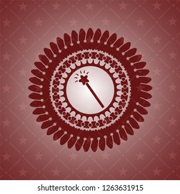 magic stick icon inside badge with red background