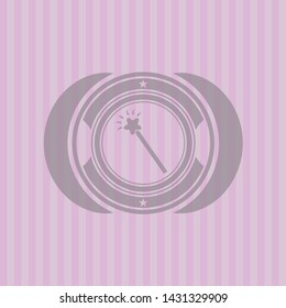 magic stick icon inside badge with pink background
