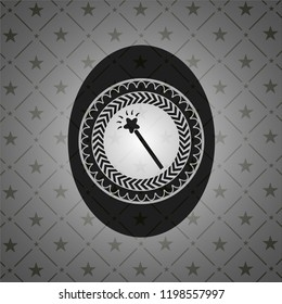 magic stick icon inside black emblem. Vintage.