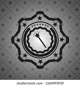 magic stick icon inside black emblem. Vintage.