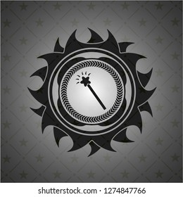 magic stick icon inside black emblem. Vintage.