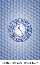 magic stick icon inside blue polygonal badge.