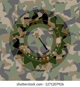 magic stick icon inside camouflage texture
