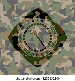 magic stick icon inside camouflage emblem