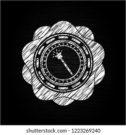 magic stick icon inside chalk emblem