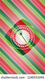 magic stick icon inside christmas badge background.