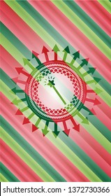 magic stick icon inside christmas style badge..