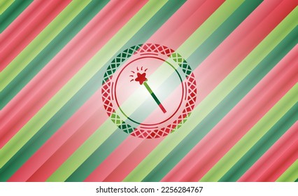 icono de palo mágico dentro del fondo del emblema navideño. 