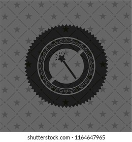 magic stick icon inside dark badge or emblem