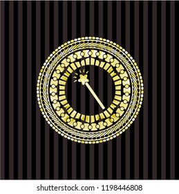 magic stick icon inside gold shiny badge