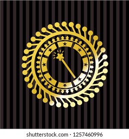 magic stick icon inside gold shiny emblem