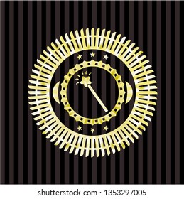 magic stick icon inside gold shiny emblem