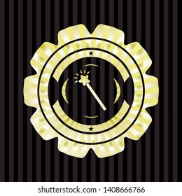 magic stick icon inside gold shiny emblem