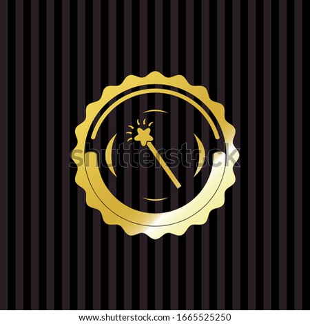 magic stick icon inside gold shiny badge