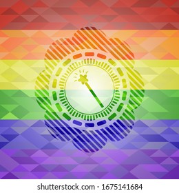 icono de palo mágico dentro del emblema de colores de lgbt 