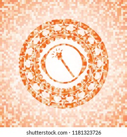 magic stick icon inside orange mosaic emblem with background