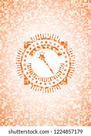 magic stick icon inside orange mosaic emblem with background
