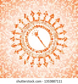 magic stick icon inside orange mosaic emblem