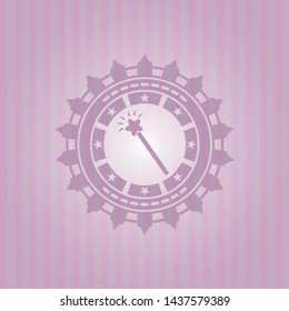 magic stick icon inside pink icon or emblem
