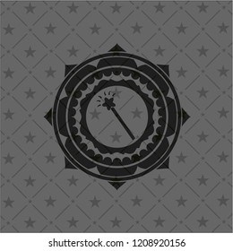 magic stick icon inside realistic dark emblem