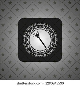 magic stick icon inside realistic black emblem