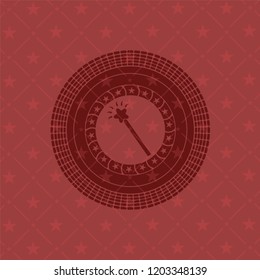 magic stick icon inside red icon or emblem