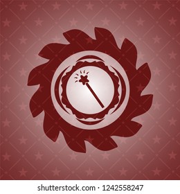 magic stick icon inside red emblem