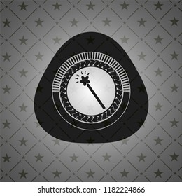 magic stick icon inside retro style black emblem