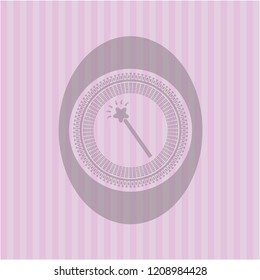 magic stick icon inside retro style pink emblem