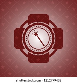 magic stick icon inside retro red emblem