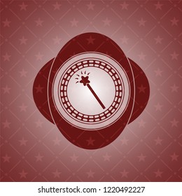 magic stick icon inside retro style red emblem