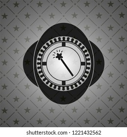 magic stick icon inside retro style black emblem