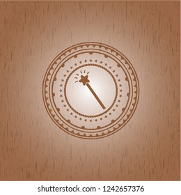 magic stick icon inside retro style wood emblem