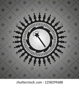 magic stick icon inside retro style black emblem