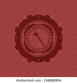 magic stick icon inside retro red emblem