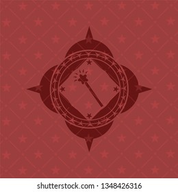 magic stick icon inside retro red emblem