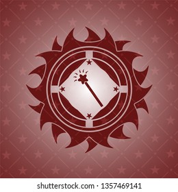 magic stick icon inside retro style red emblem