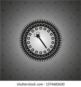 magic stick icon inside retro style black emblem