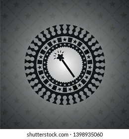 magic stick icon inside retro style black emblem