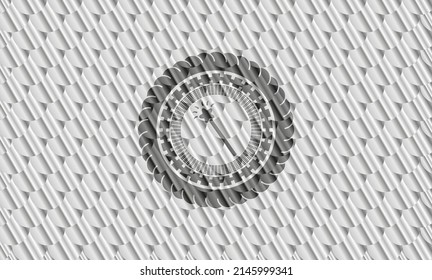 magic stick icon inside shiny silver emblem. Scales pattern. Vector Illustration. Detailed. 