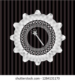 magic stick icon inside silver emblem